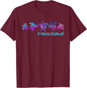 Marco Island Beach Design / Tribal Turtle Gift T-Shirt - T-Shirt | Maroon