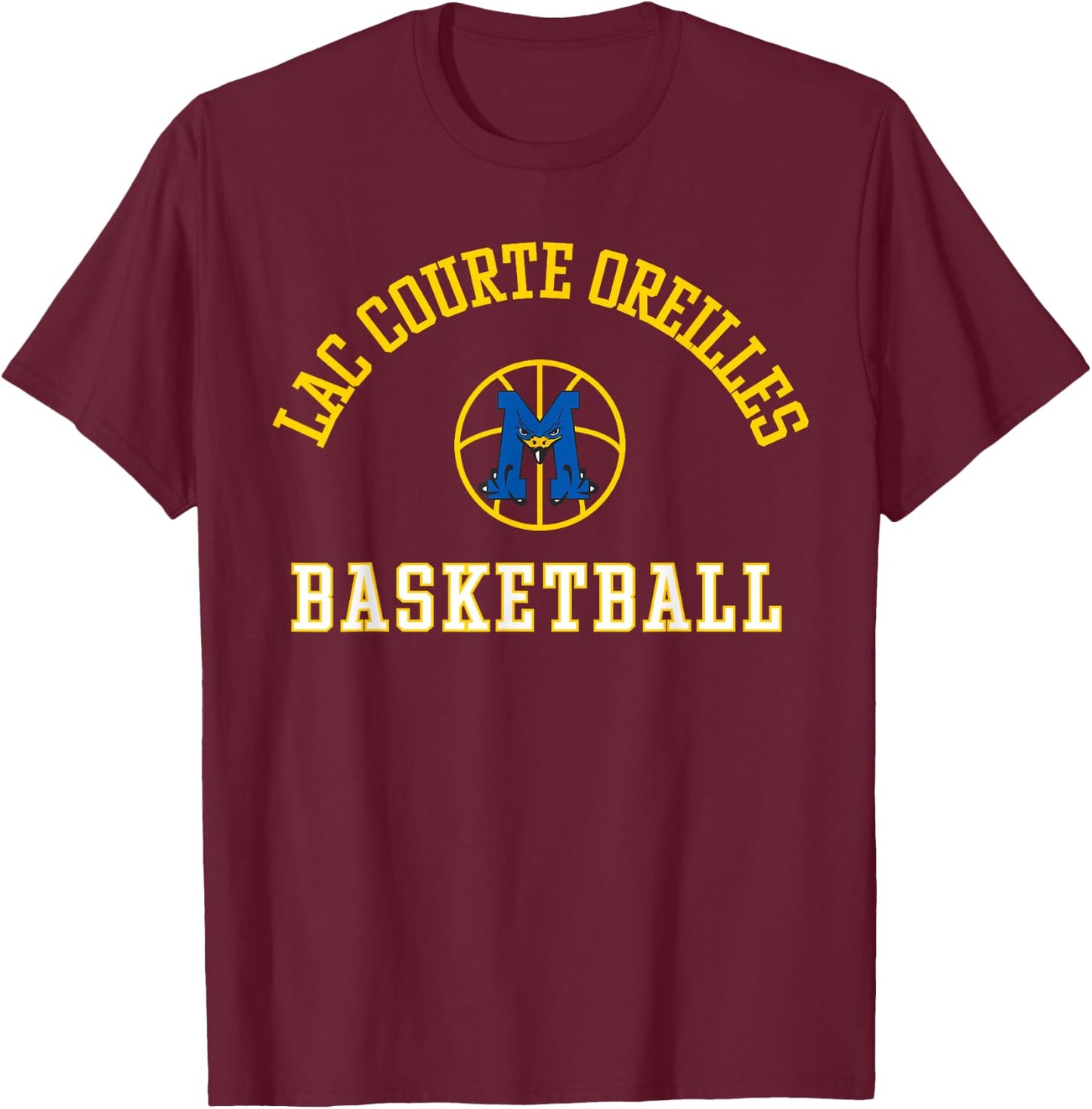 Lac Courte Oreilles Ojibwe School Migiziwag Basketball T-Shirt - T-Shirt | Maroon