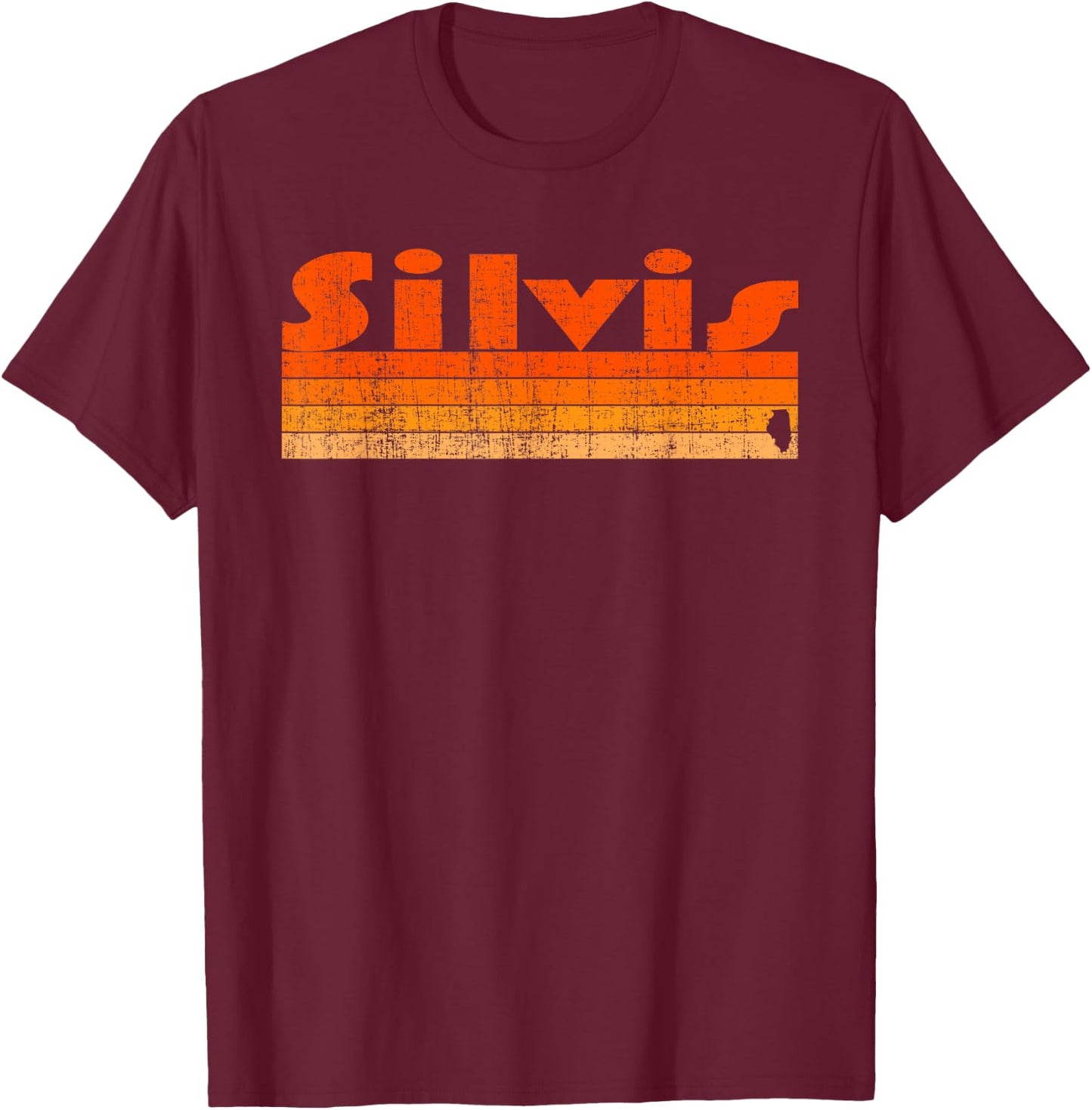 Silvis, Illinois Retro 80s Style T-Shirt - T-Shirt | Maroon