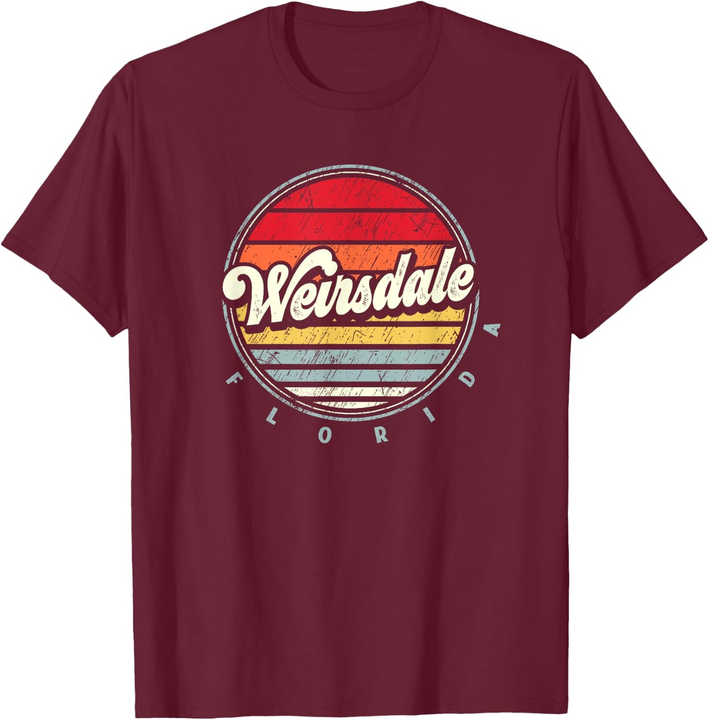Retro Weirsdale Home State Cool 70s Style Sunset T-Shirt - T-Shirt | Maroon