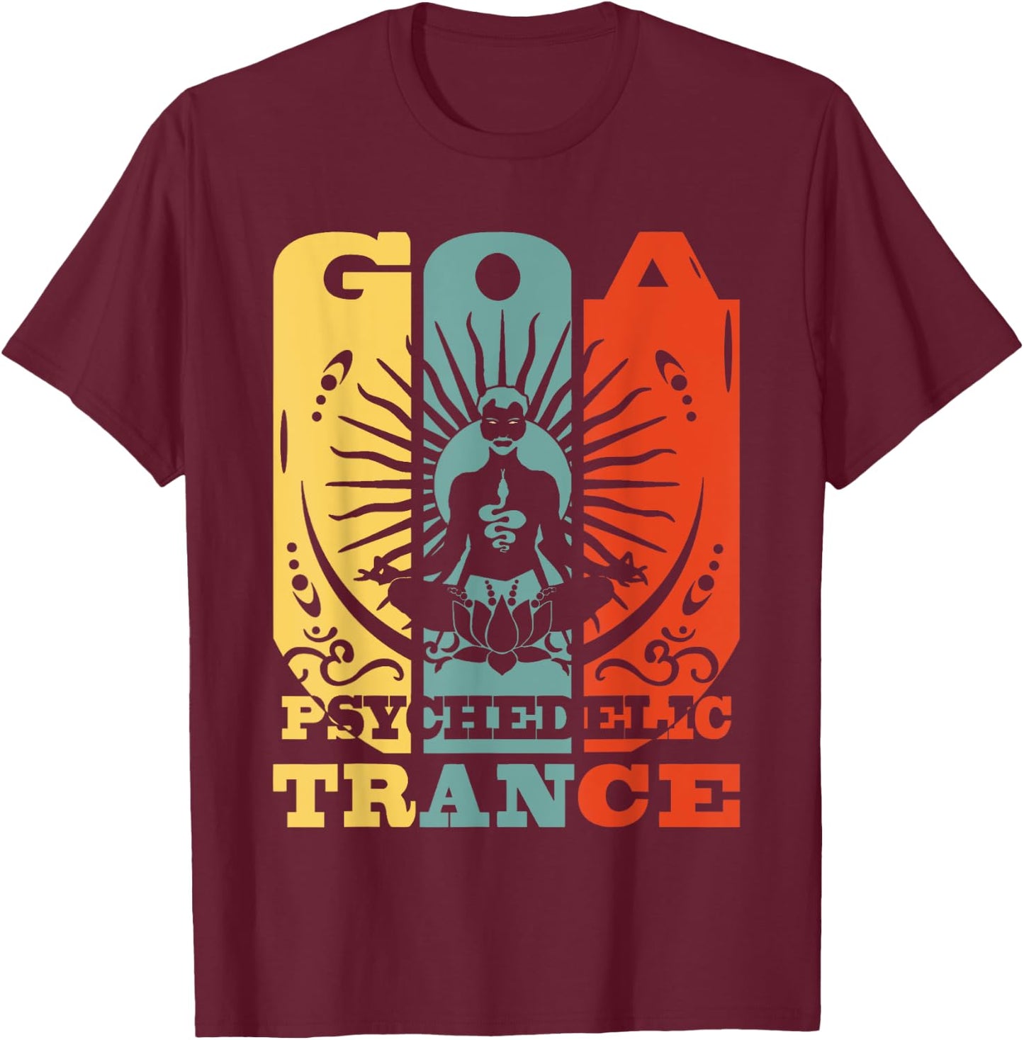 Goa Psychedelic Trance - OM Psytrance Present T-Shirt - T-Shirt | Maroon