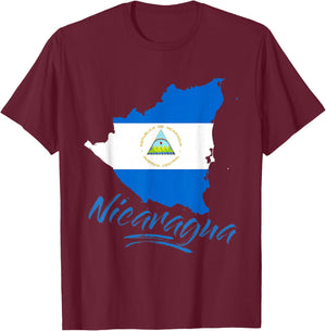 Nicaragua Blue Flag Men Women Kids De Nicaragua T-Shirt - T-Shirt | Maroon
