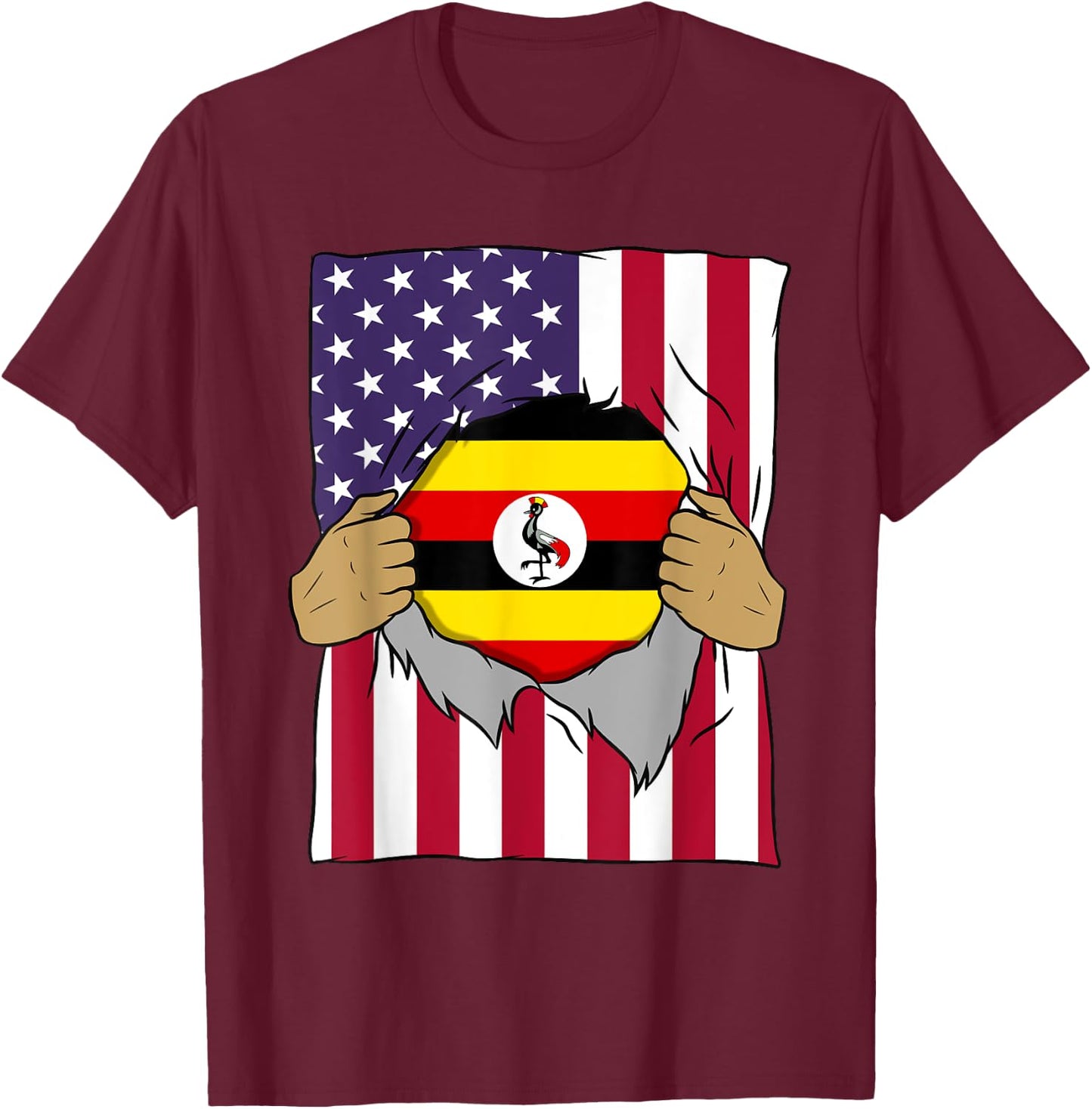 Uganda Flag Blood Inside Me Home Pride Ugandan American Gift T-Shirt - T-Shirt | Maroon