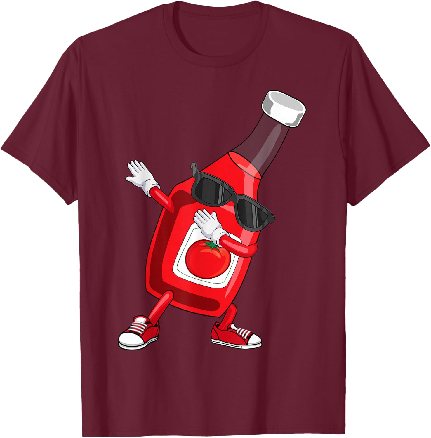 Funny Dabbing Ketchup Lover Gift Kids Boy Cute Condiment T-Shirt - T-Shirt | Maroon