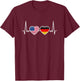 Germany USA Heartbeat Flag American German T-Shirt - T-Shirt | Maroon