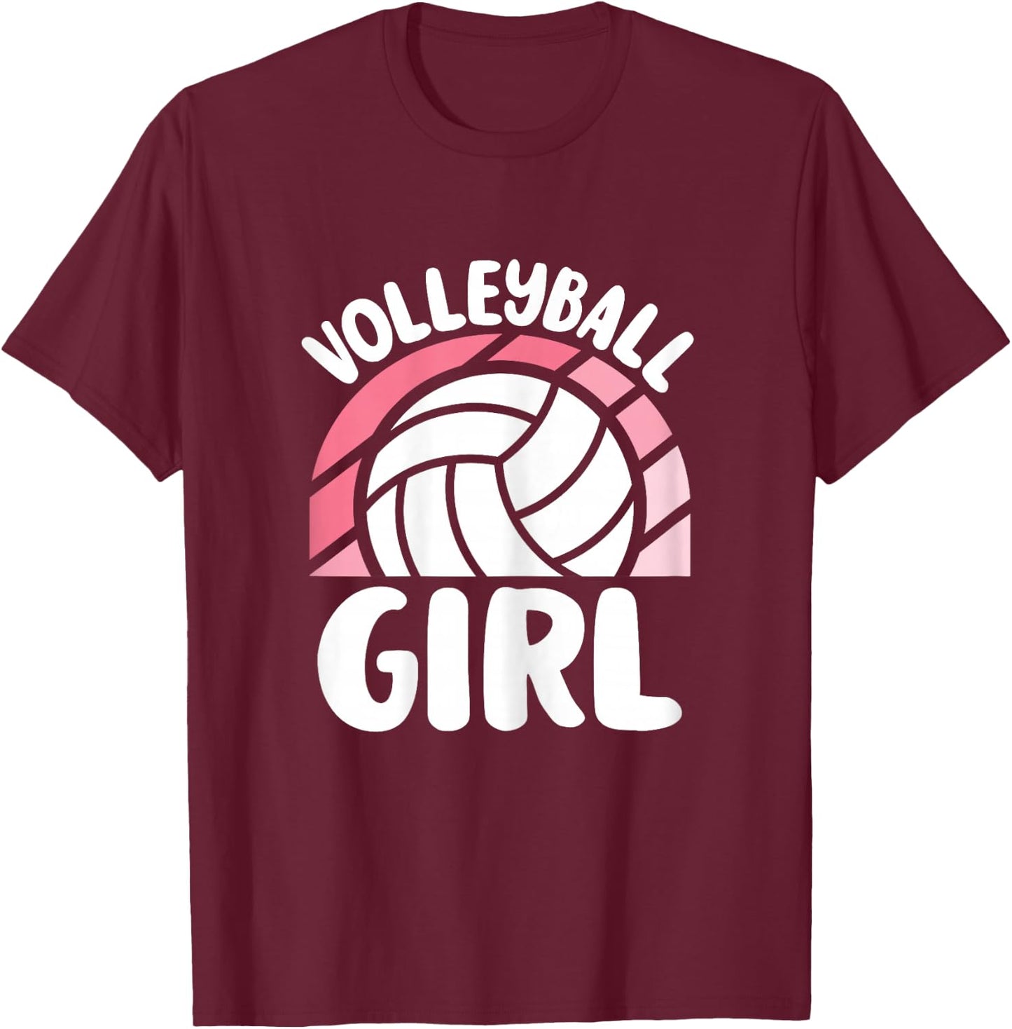 Volleyball Girl Cute Pink Volleyball Lover Women Girls T-Shirt - T-Shirt | Maroon
