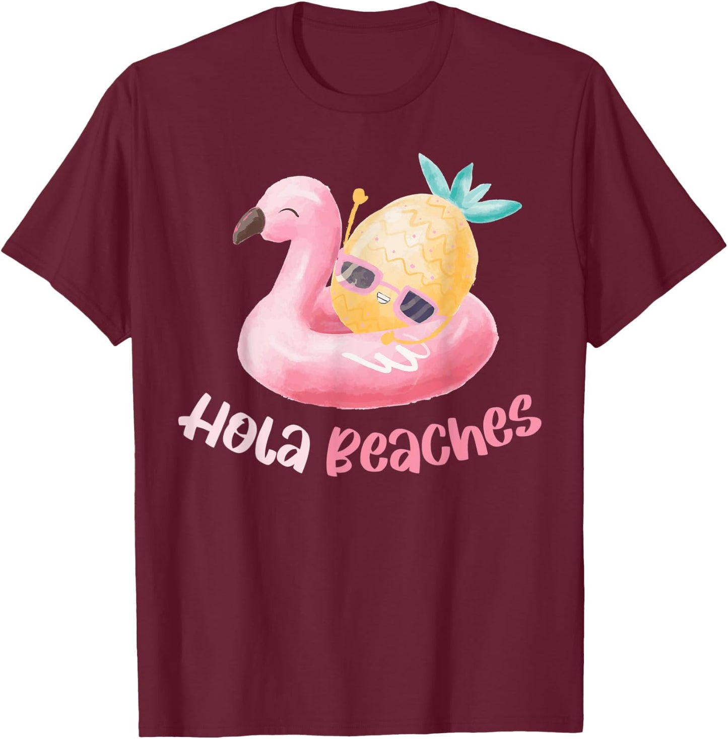 Hola Beaches Men Women T-Shirt - T-Shirt | Maroon