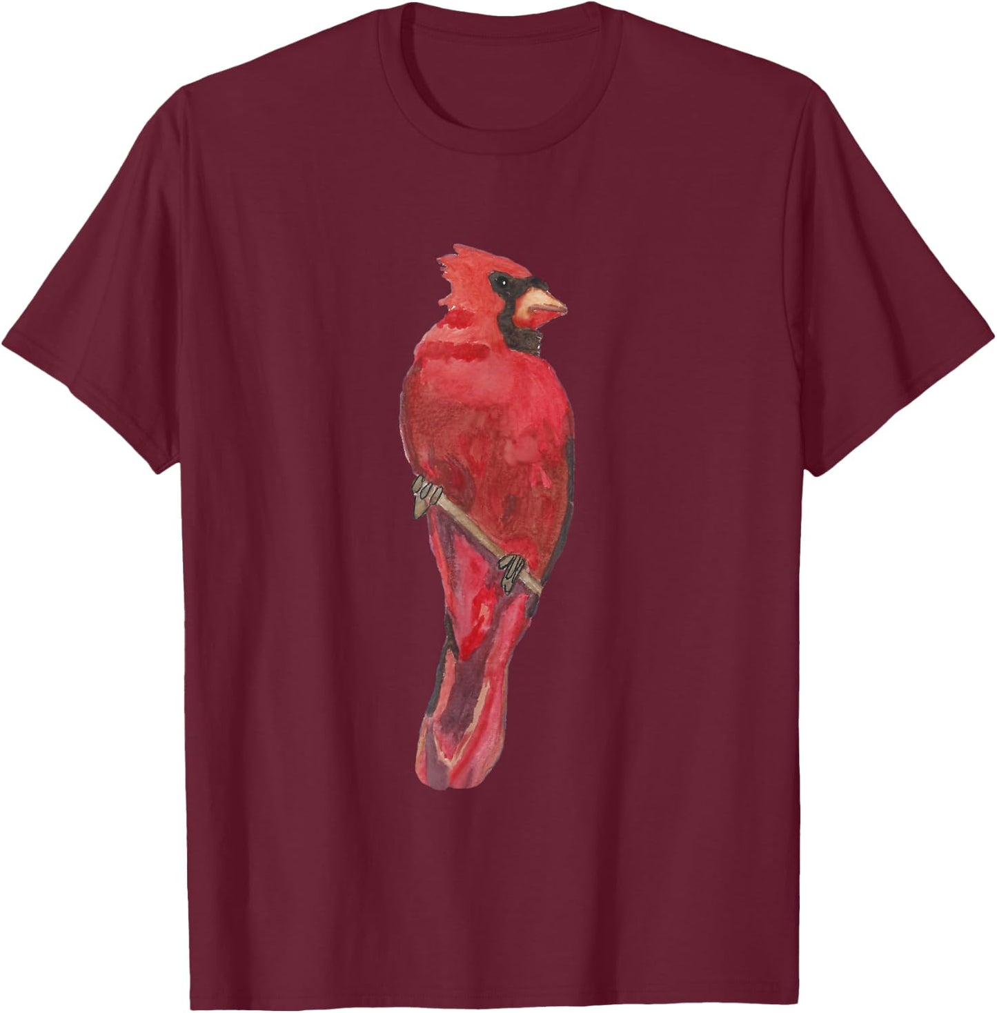 Red Watercolor Cardinal T-Shirt - T-Shirt | Maroon