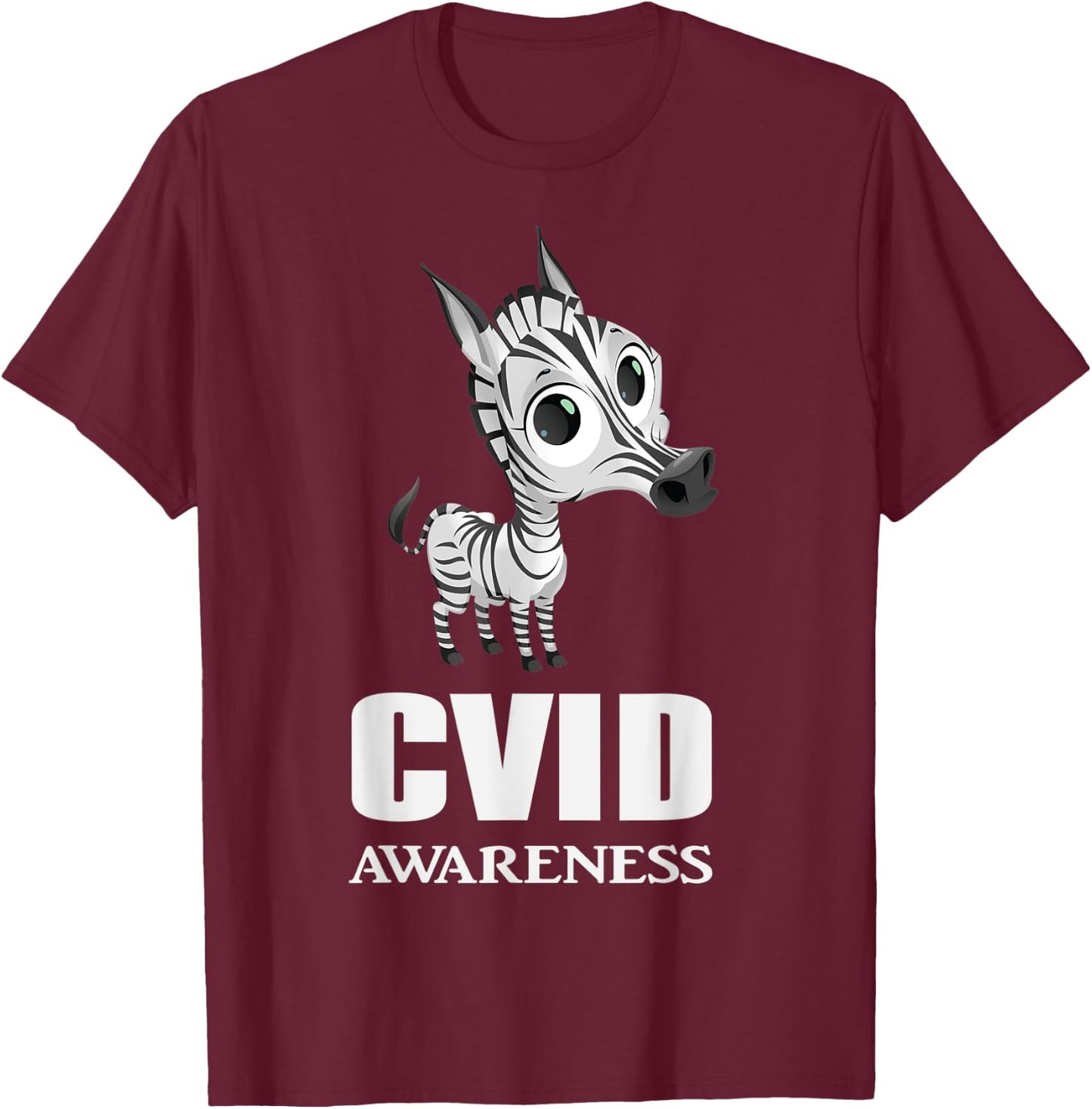 CVID Awareness Ribbon Common Variable Immunodeficiency Zebra T-Shirt - T-Shirt | Maroon
