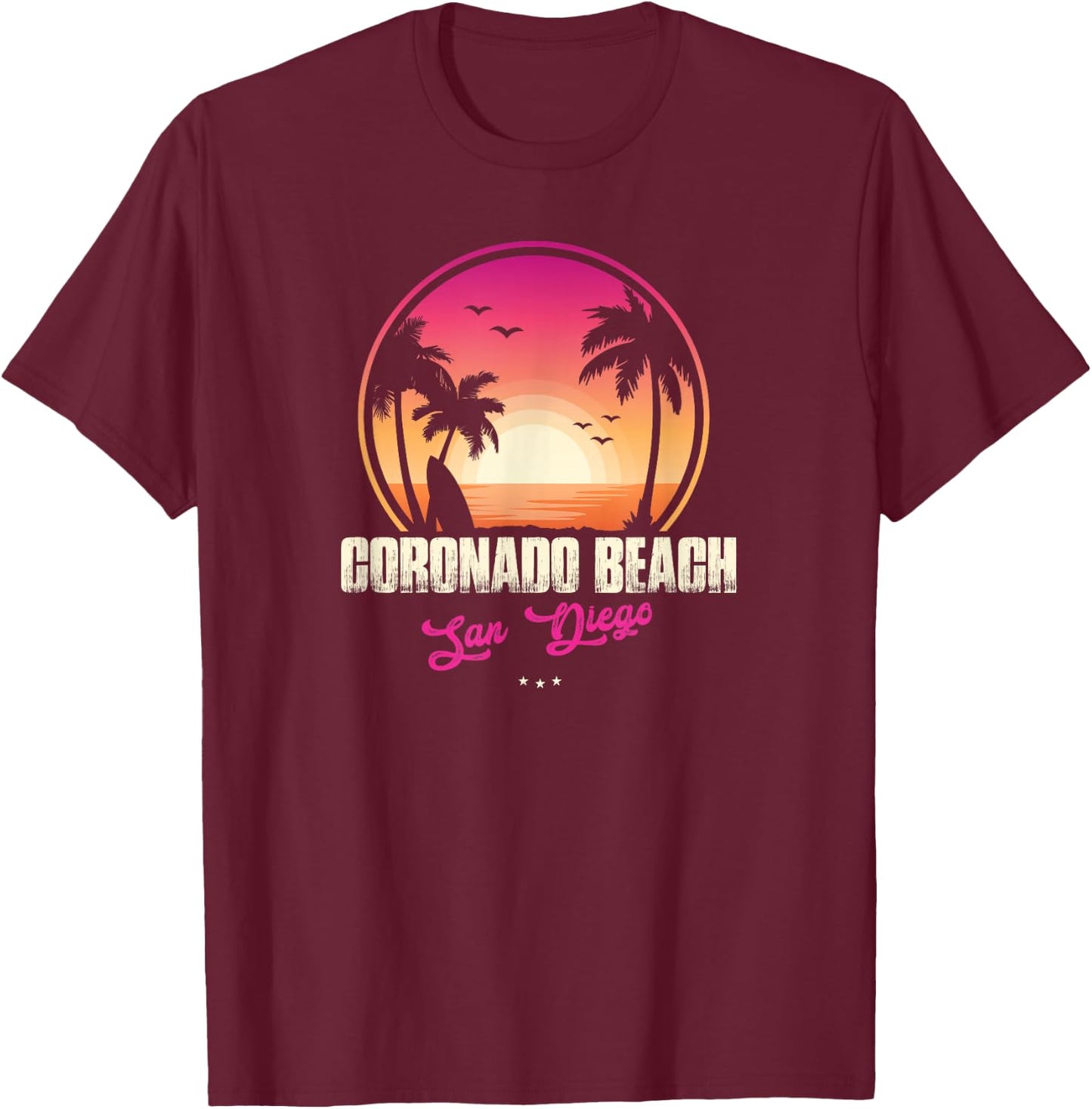 Coronado Beach Souvenir - San Diego Reminder Men Women T-Shirt - T-Shirt | Maroon