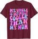 My Uncle Is Definitely Cooler Than My Mom Niece Nephew Boys T-Shirt - T-Shirt | Maroon