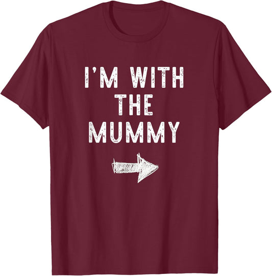 I'm With The Mummy Costume Halloween Matching Couple T-Shirt - T-Shirt | Maroon