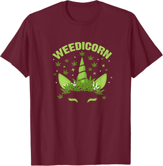 Weedicorn Weed Unicorn Marijuana Cannabis Funny Stoner 420 T-Shirt - T-Shirt | Maroon