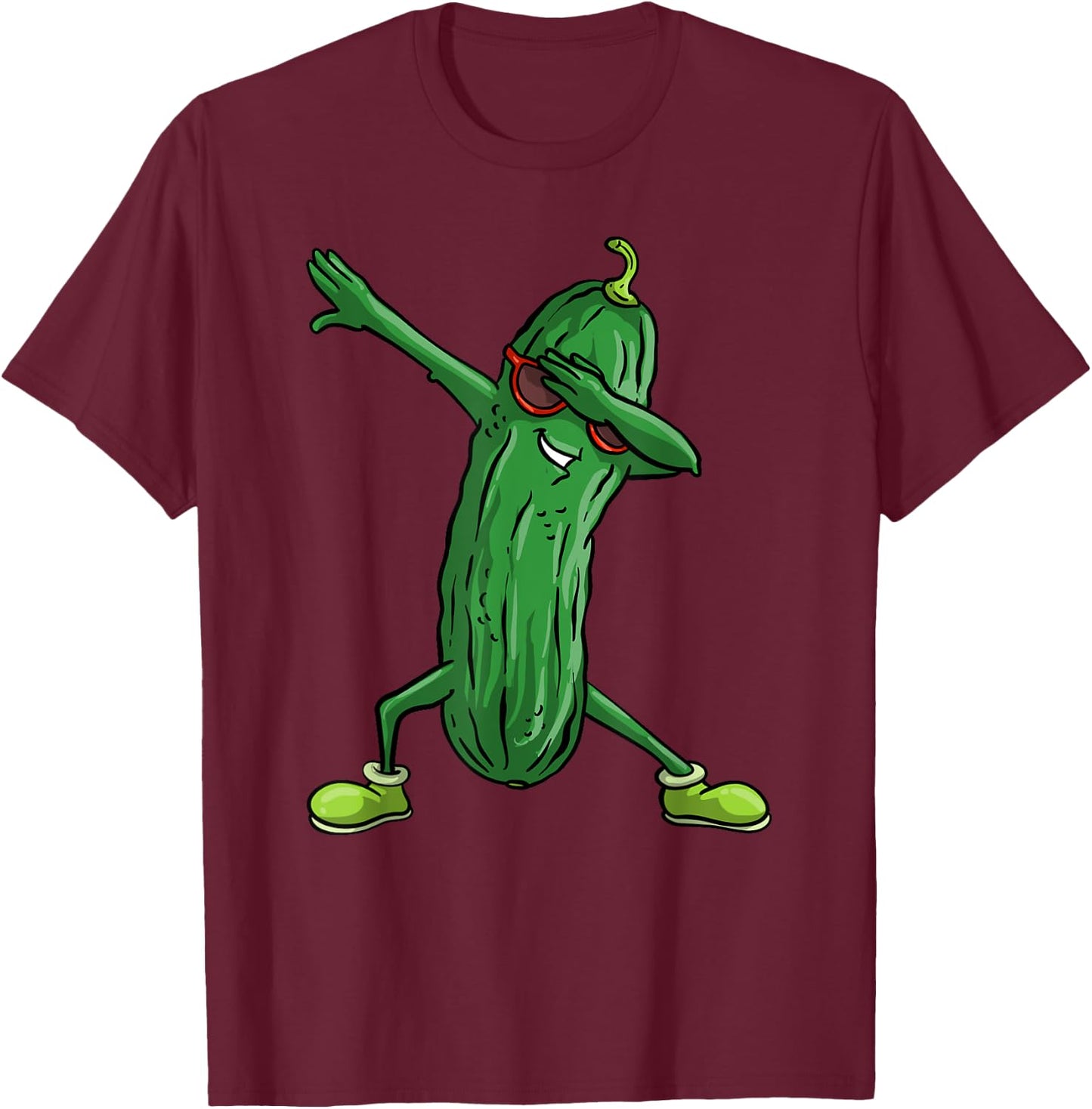 Funny Dabbing Pickle Gift | Cute Dancing Cucumber Men Women T-Shirt - T-Shirt | Maroon