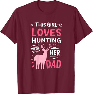 Hunting Girl with Her Dad Father's Day T-Shirt - T-Shirt | Maroon