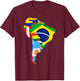 Latin South America Continent Map Flags T-Shirt - T-Shirt | Maroon