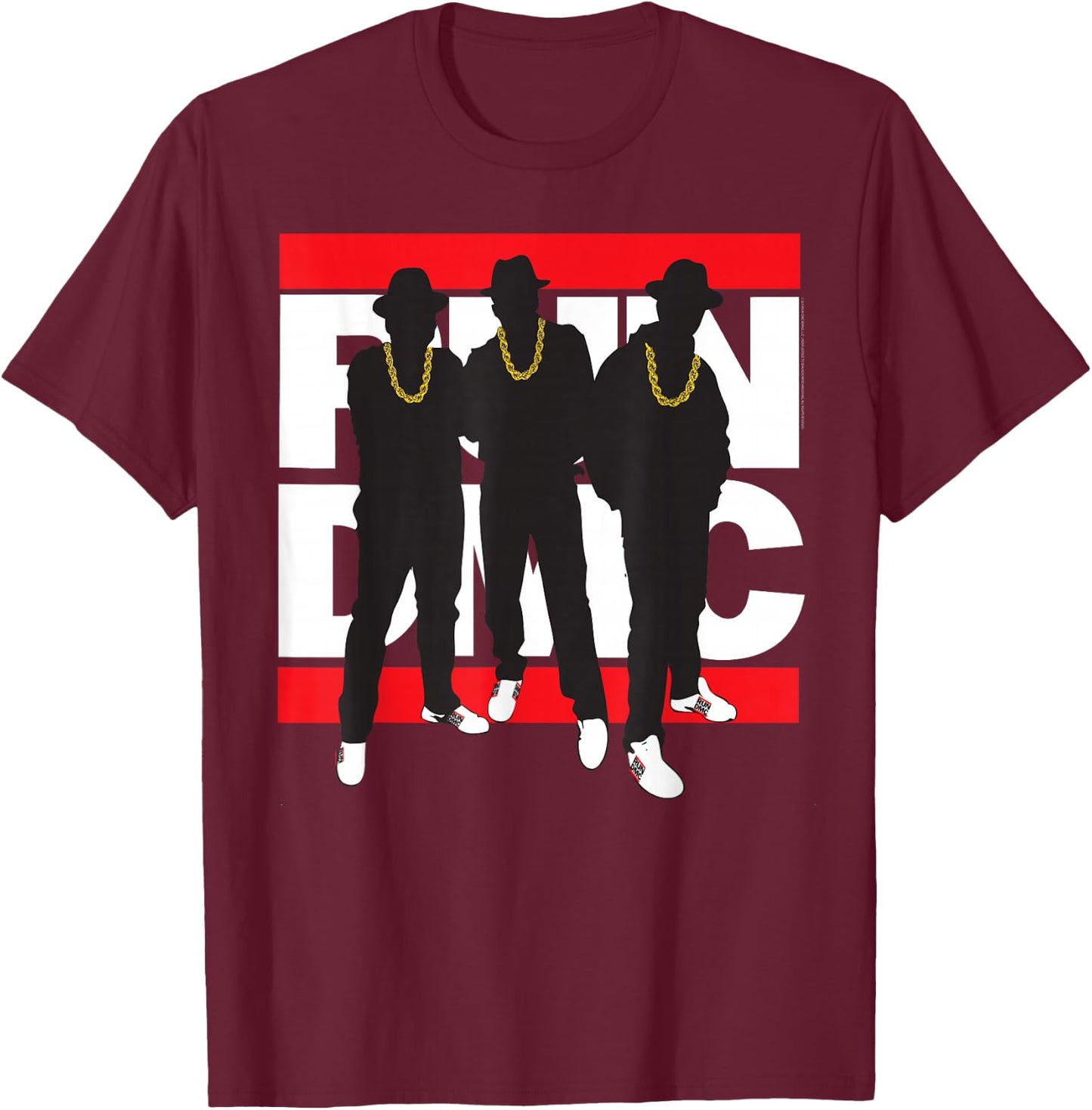 Run DMC Official Silhouette Band Small T-Shirt - T-Shirt | Maroon