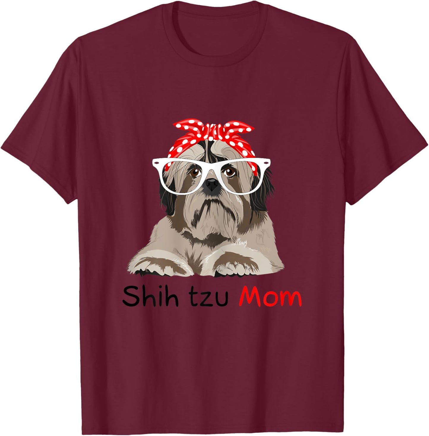 Shih Tzu Mom Bandana Shih Tzu Dog T-Shirt - T-Shirt | Maroon