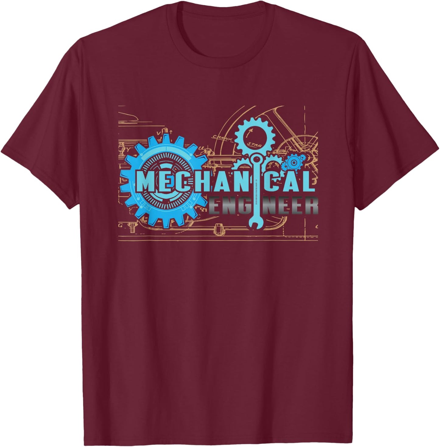 Mechanical Engineer Gears Wrench Technical Design T-Shirt - T-Shirt | Maroon