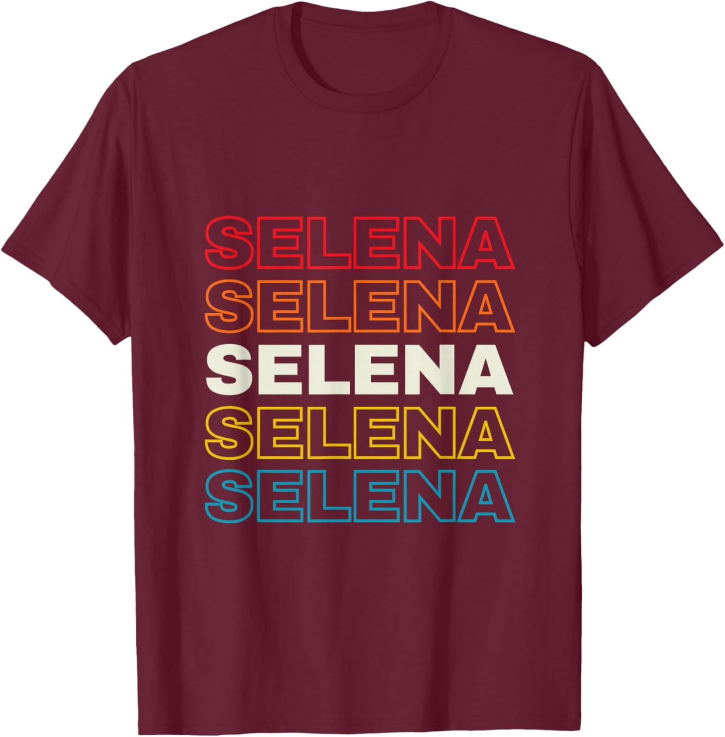 I Love Selena Personalized Retro Sunset First Name T-Shirt - T-Shirt | Maroon