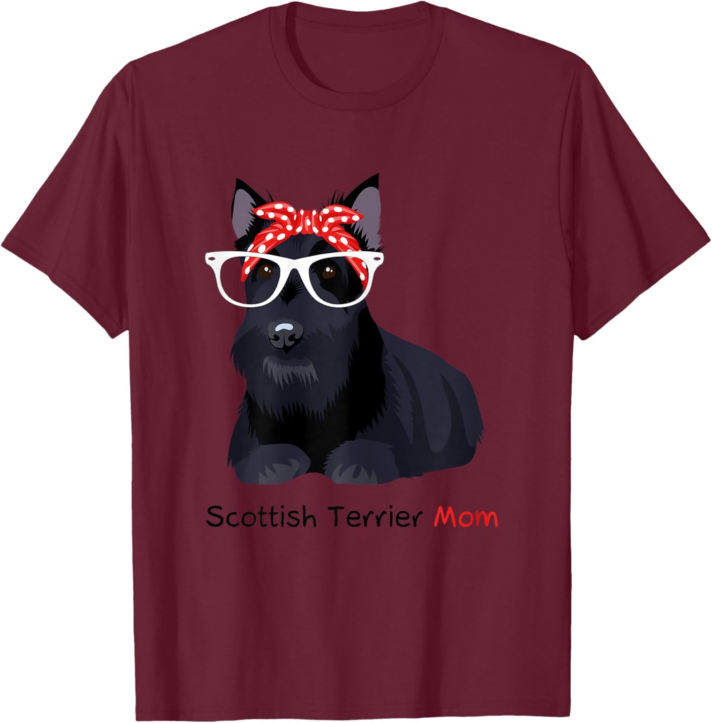 Scottish Terrier Mom Bandana Scottie Dog T-Shirt - T-Shirt | Maroon