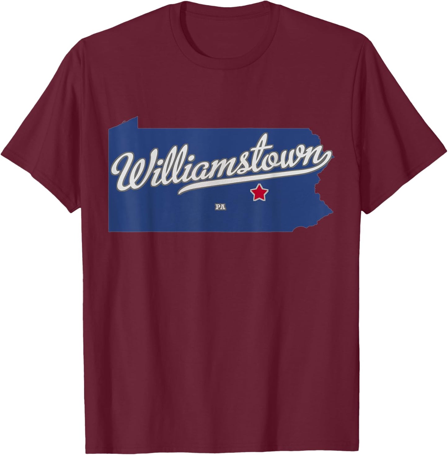 Williamstown Pennsylvania PA Map T-Shirt - T-Shirt | Maroon