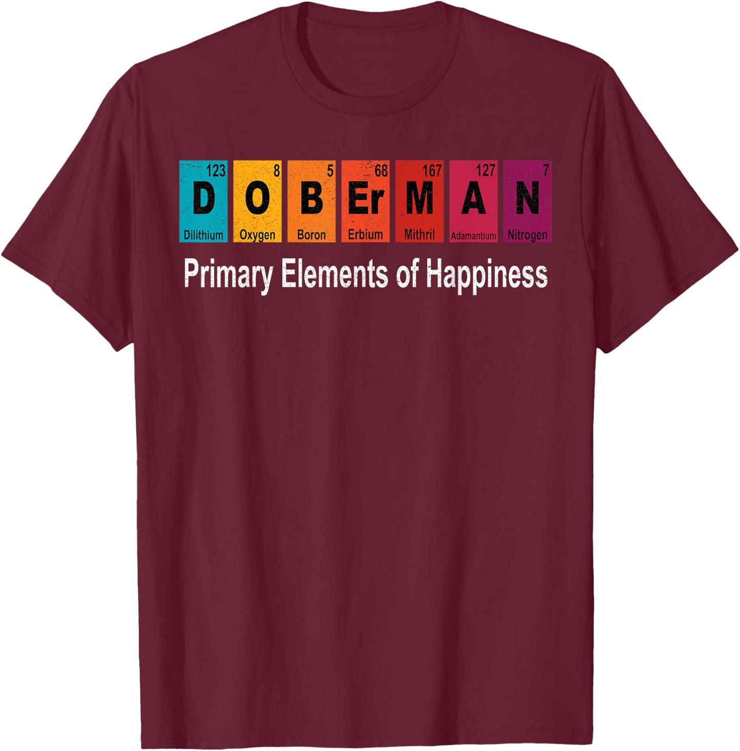 Vintage Doberman Dog Science Teacher Funny Periodic T-Shirt - T-Shirt | Maroon