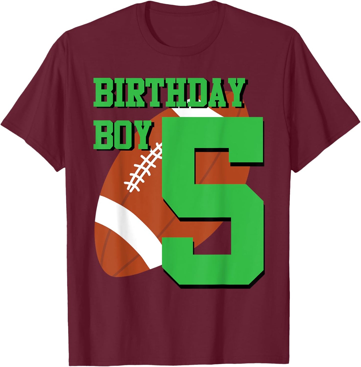 5th Birthday Football Boy | 5 year old Field Players T-Shirt - T-Shirt | Maroon