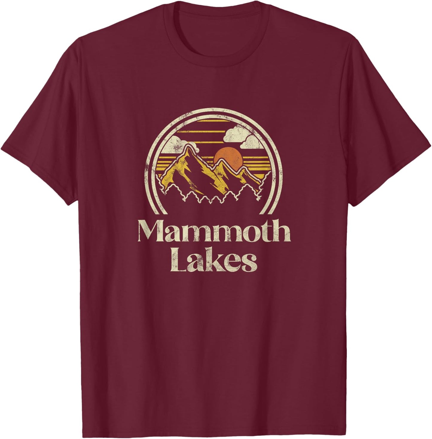 Vintage Mammoth Lakes Mountains California Hiking Camp Retro T-Shirt - T-Shirt | Maroon