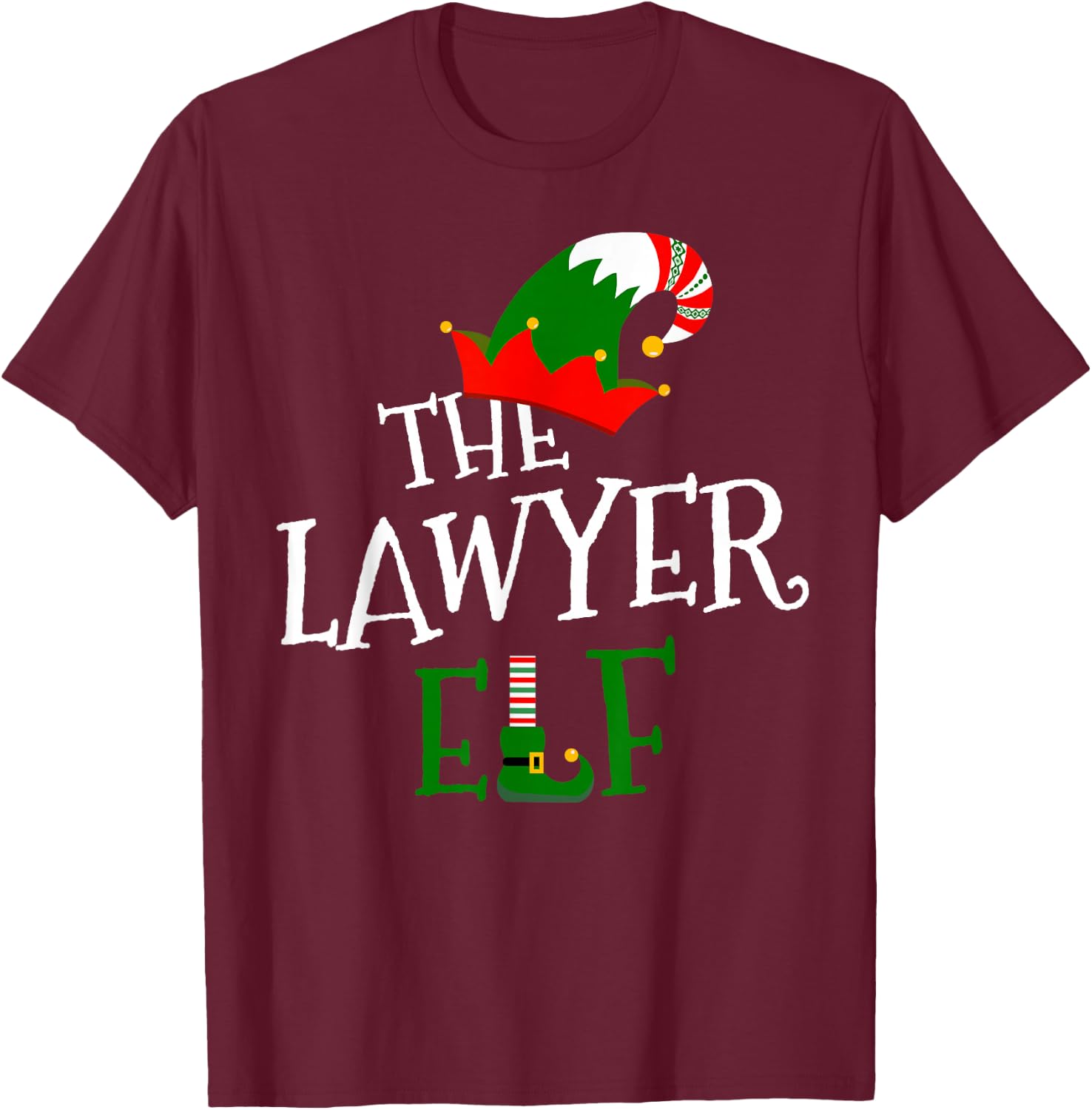 The Lawyer Elf Family Matching Group Gift Christmas Costume T-Shirt - T-Shirt | Maroon