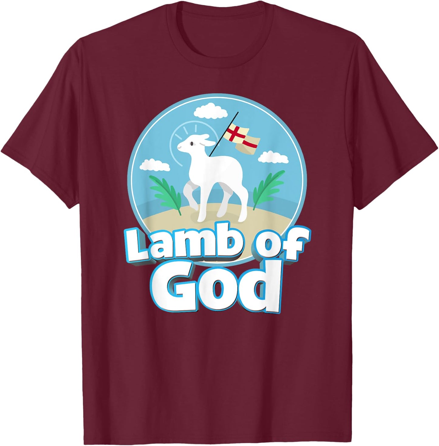 Lamb of God Agnus Dei Easter Catholic Kids Girls Boys T-Shirt - T-Shirt | Maroon