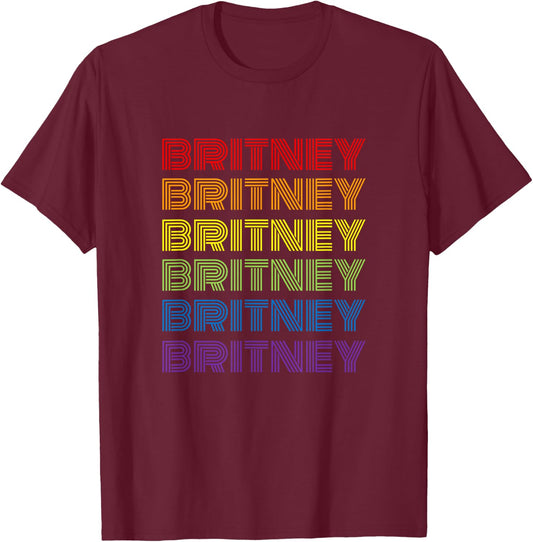 Retro Style Britney Rainbow T-Shirt - T-Shirt | Maroon