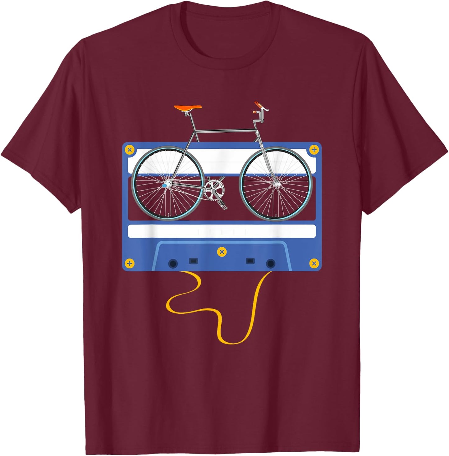 Vintage Cassette Cyclist Men Gift Biking Cycling Bicycle T-Shirt - T-Shirt | Maroon