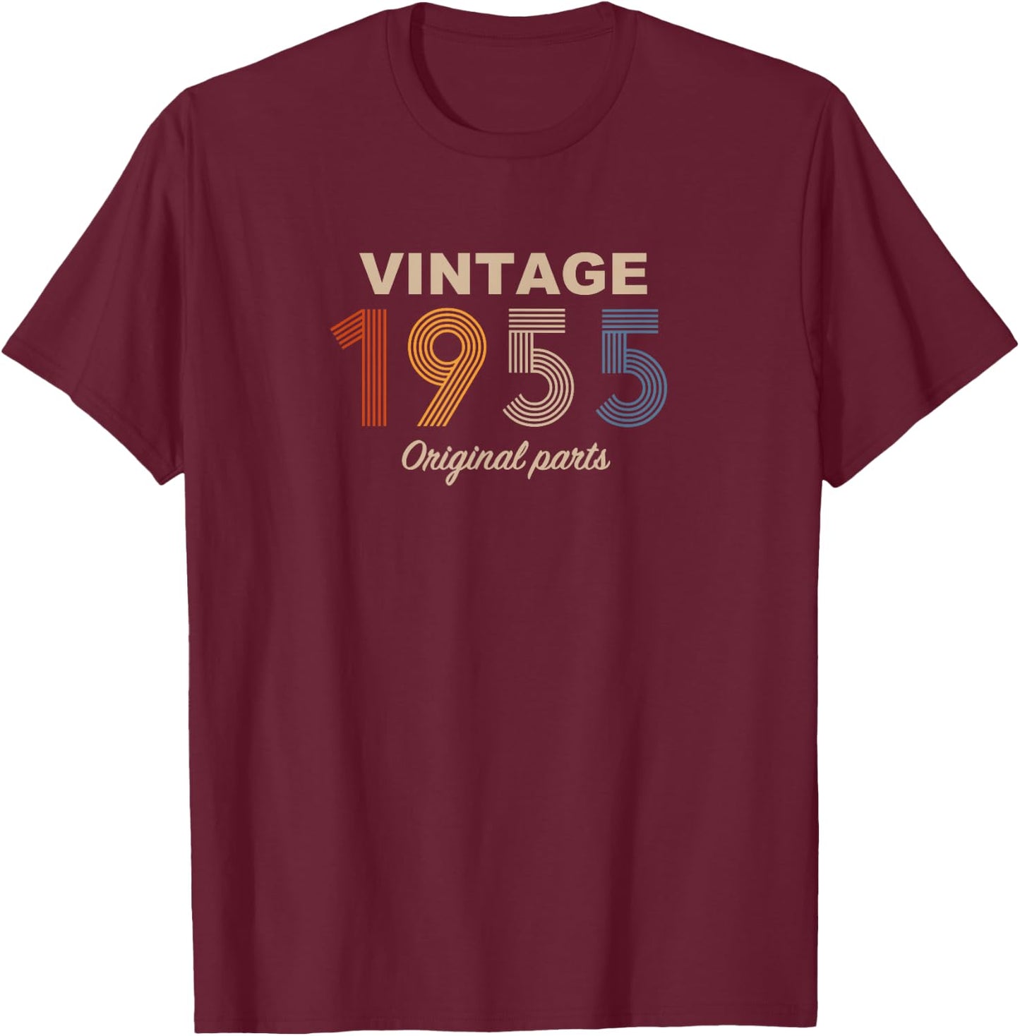 Retro 70 Years Vintage 1955 Original Parts 70th Birthday T-Shirt - T-Shirt | Maroon