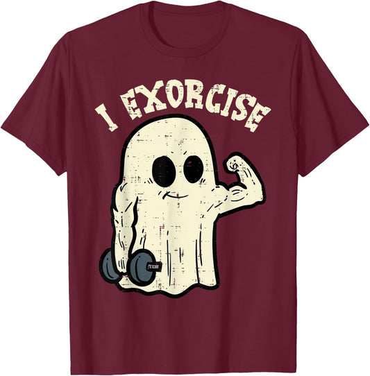 Halloween Gym Ghost I Exorcise Fun Workout Costume Men Women T-Shirt - T-Shirt | Maroon