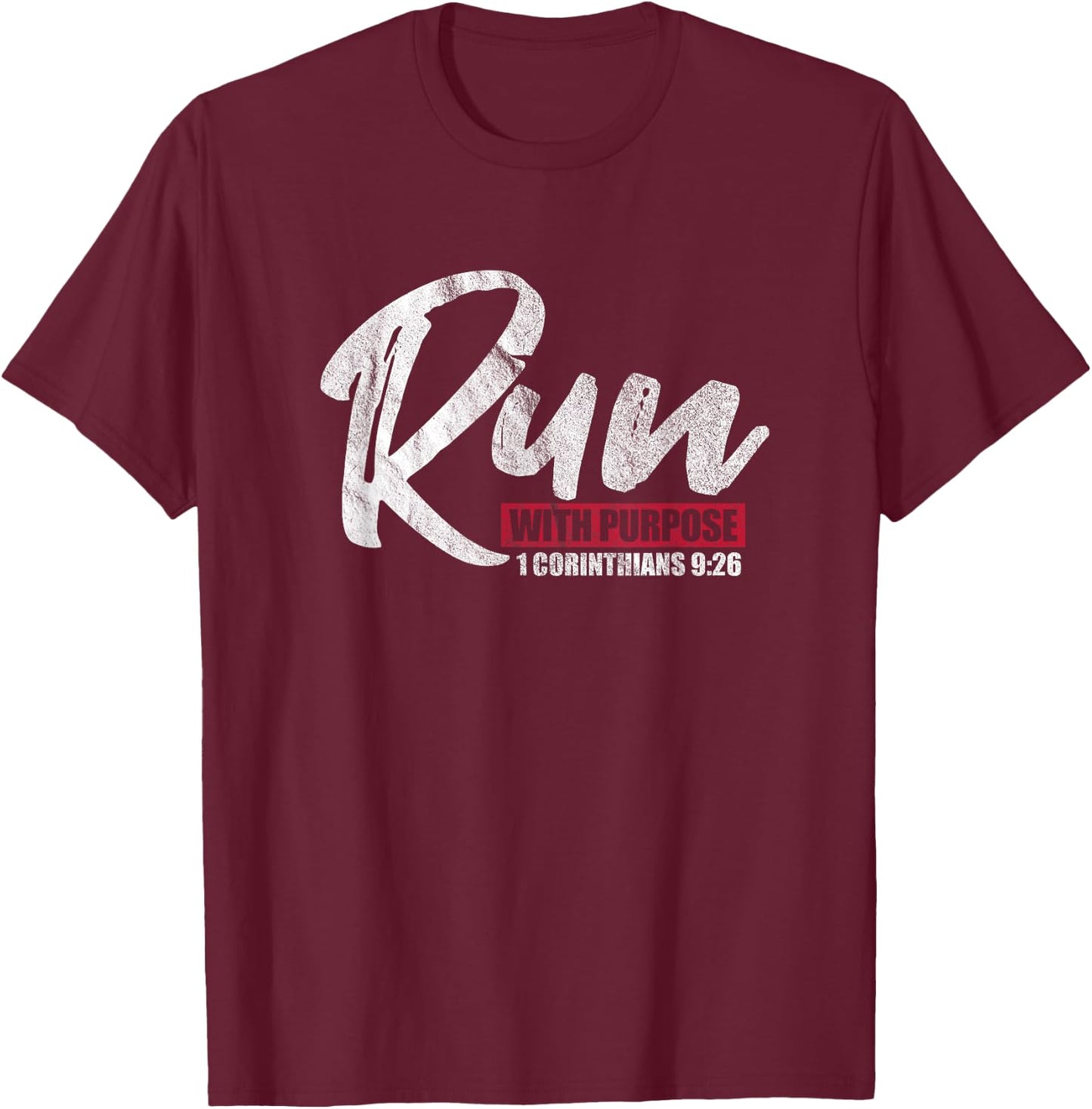 1 Corinthians 9:26 Christian Faith Running Runner T-Shirt - T-Shirt | Maroon