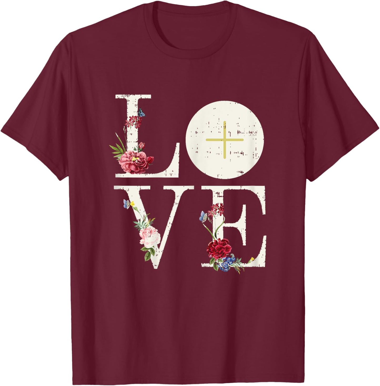 Love Eucharist First Holy Communion Christian Catholic Gift T-Shirt - T-Shirt | Maroon