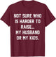 Retro Not Sure Who Is Harder To Raise My Husband Or My Kids T-Shirt - T-Shirt | Maroon