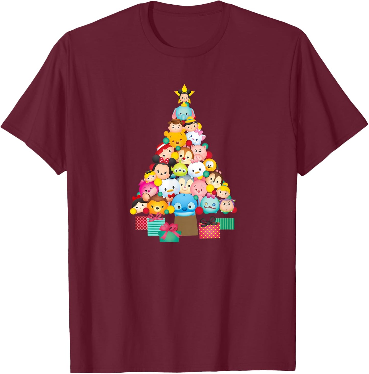 Tsum Tsum - Festive Christmas Tree T-Shirt - T-Shirt | Maroon