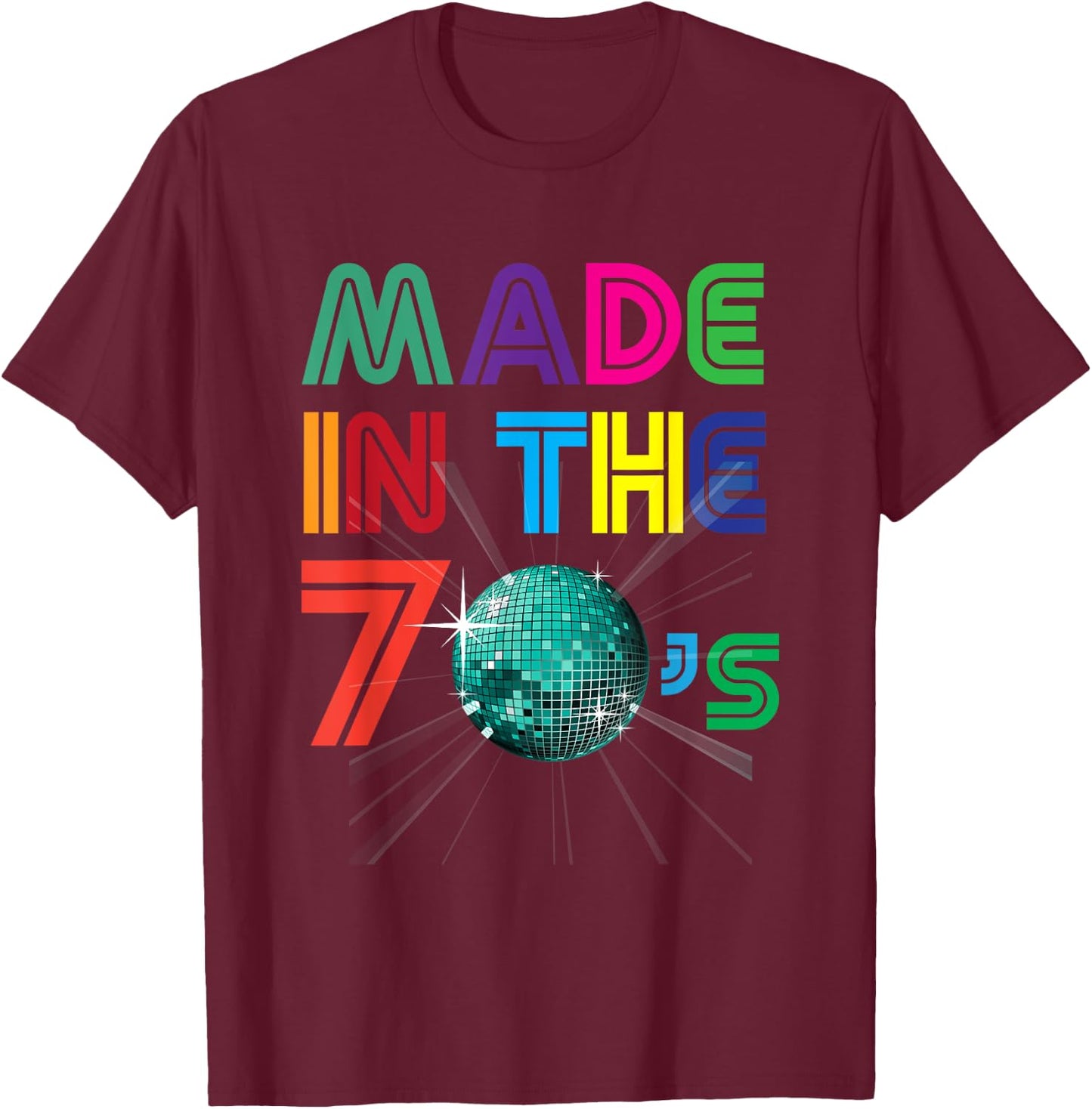 Vintage Retro Made In The 70s Gift +- 40 Yrs Years Old T-Shirt - T-Shirt | Maroon