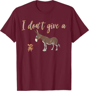 I Don't Give A Rats Ass Funny Donkey Mule On A Leash T-Shirt - T-Shirt | Maroon