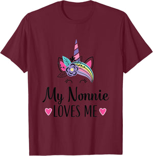 Kids My Nonnie Loves Me Granddaughter Unicorn T-Shirt - T-Shirt | Maroon