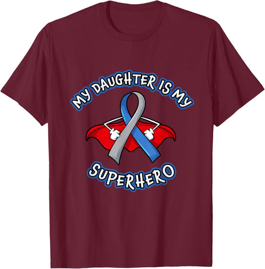 Type 1 Diabetes Daughter Is My Superhero Awareness Mom Dad T-Shirt - T-Shirt | Maroon