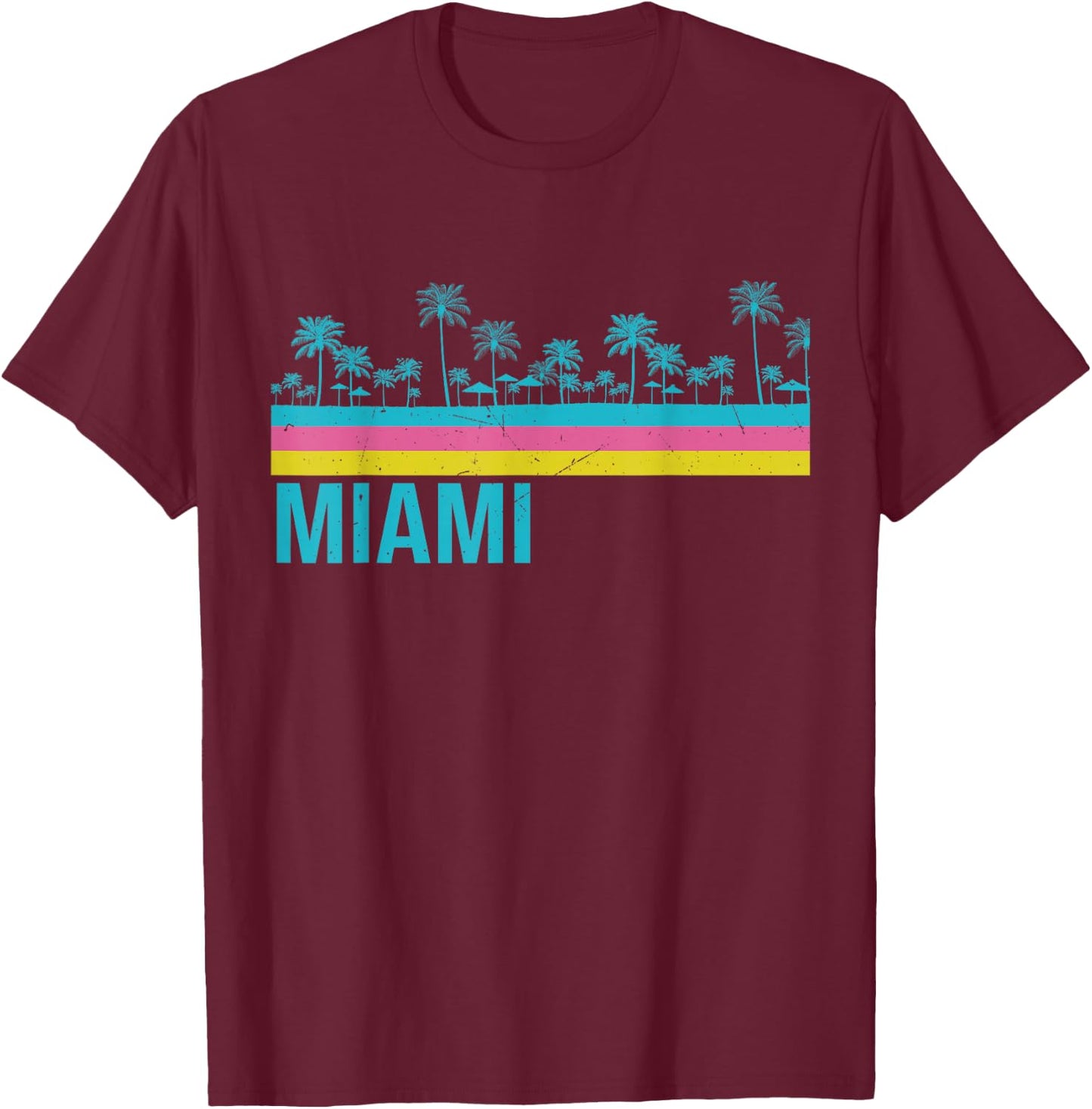 Miami Retro Vintage T-Shirt - T-Shirt | Maroon