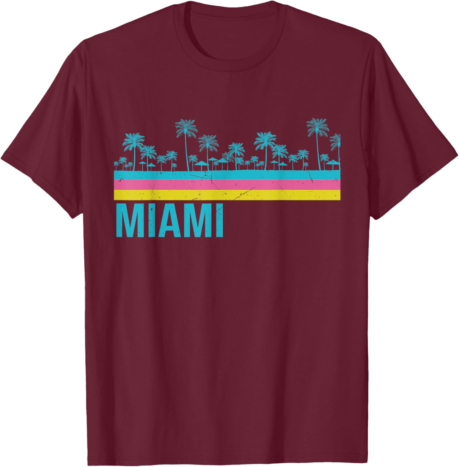 Miami Retro Vintage T-Shirt - T-Shirt | Maroon