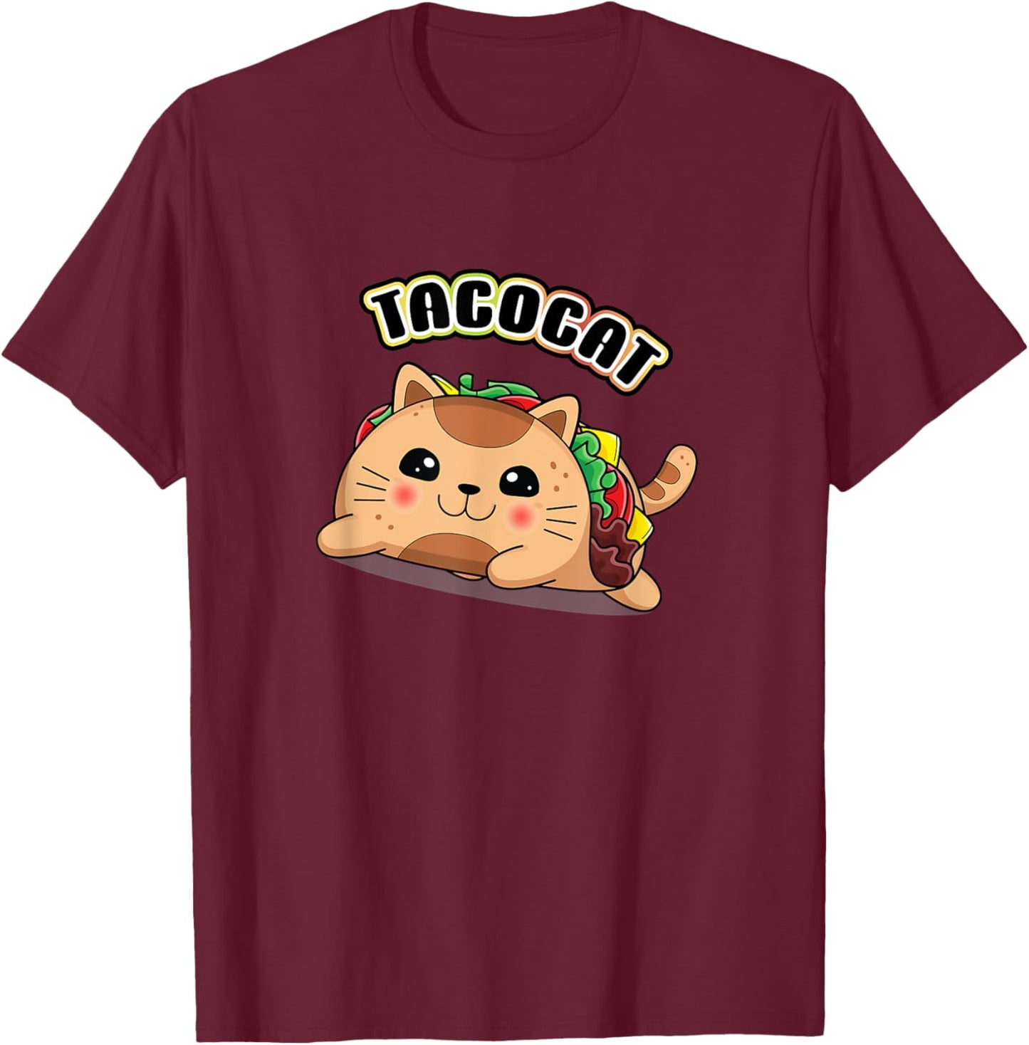 Taco Cat Lovers , Small, Black T-Shirt - T-Shirt | Maroon