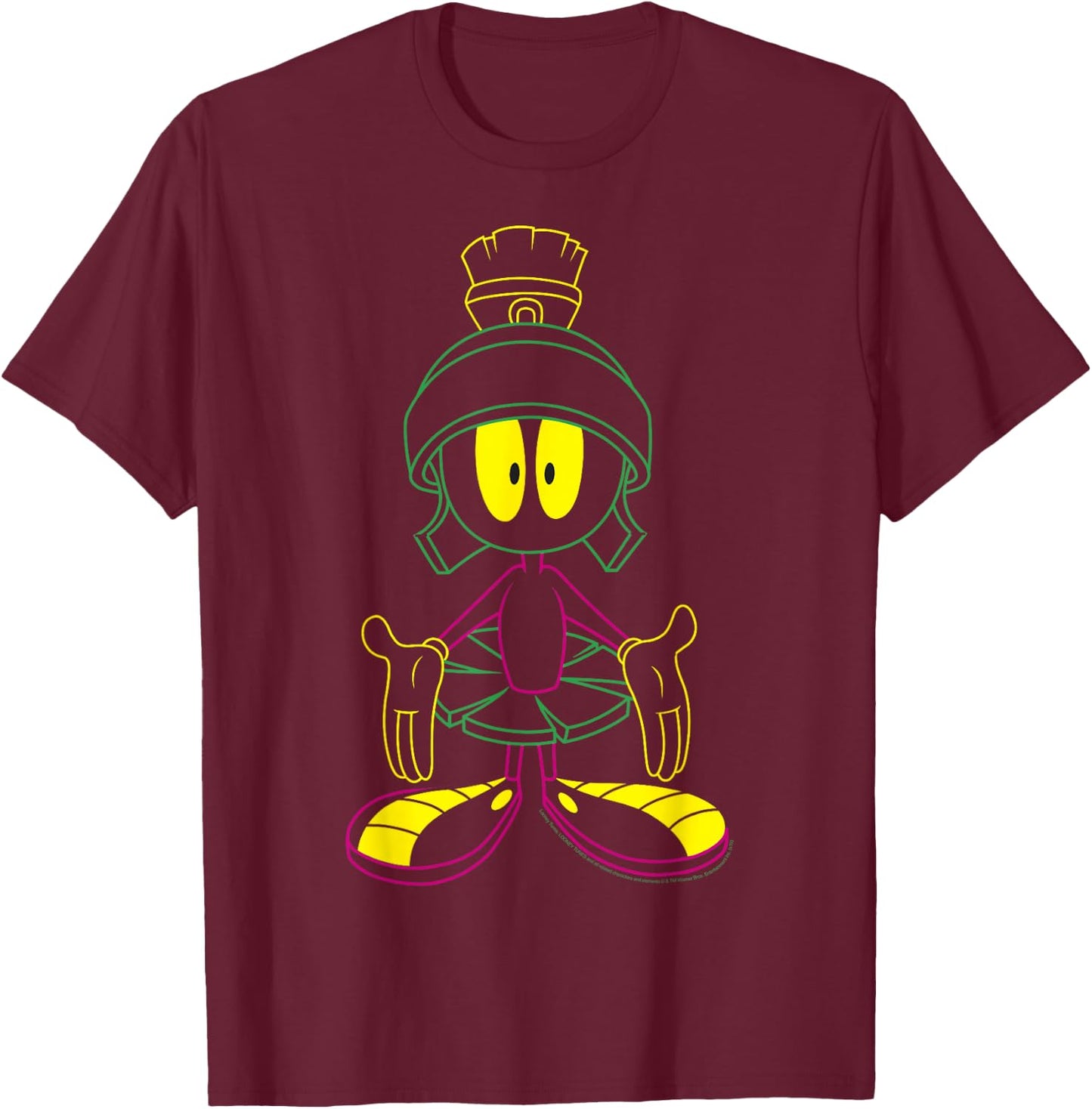 Looney Tunes Marvin The Martian Neon Outline T-Shirt - T-Shirt | Maroon