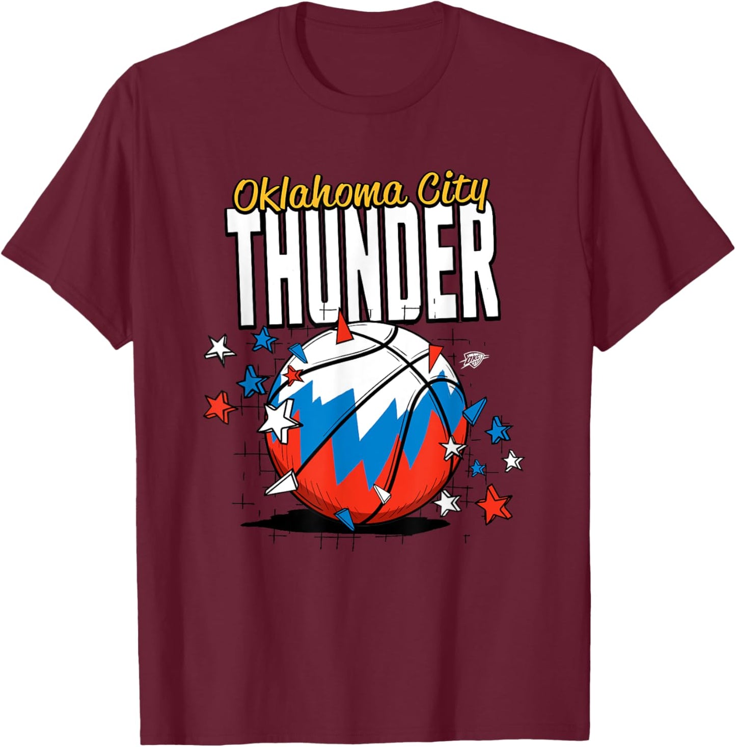 NBA Oklahoma City Thunder Basketball Doodle Stars T-Shirt - T-Shirt | Maroon