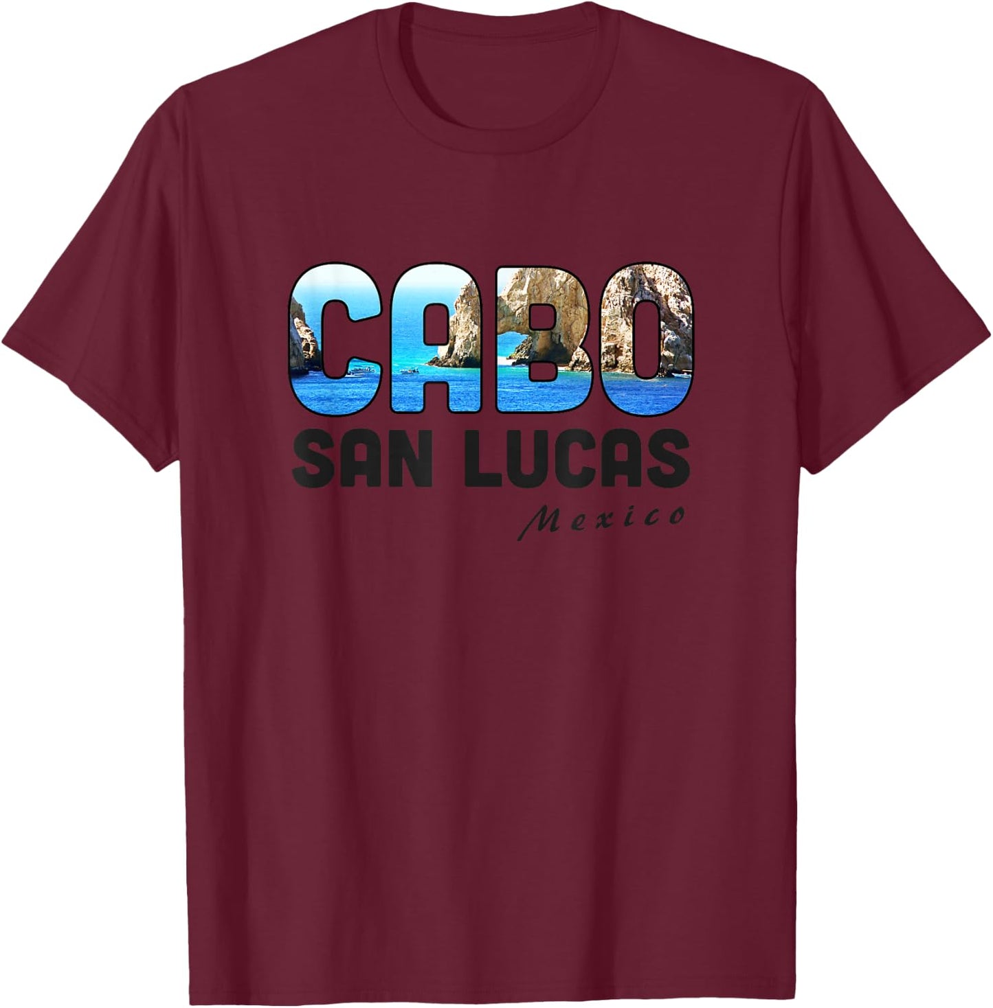 Cabo San Lucas Mexico Baja Beach Cliffs Water Swimming T-Shirt - T-Shirt | Maroon