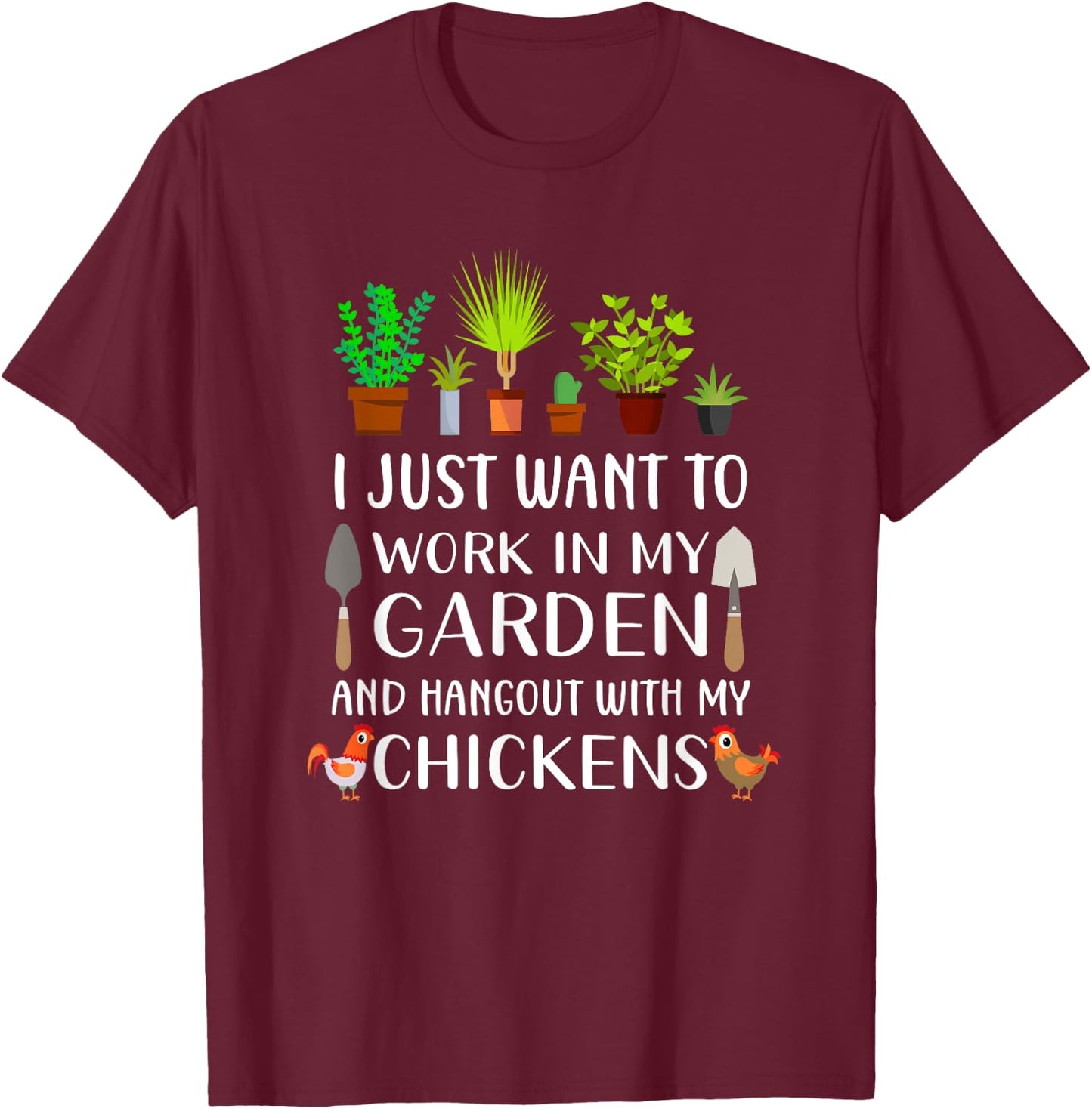 Chicken lover funny gardening shirt women, Gardener T-Shirt - T-Shirt | Maroon